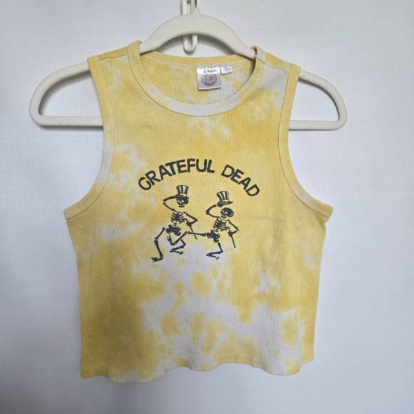 GRATEFUL DEAD TIE DYE YELLOW WHITE TANK TOP RIBBED WOMENS (JR-XXL/ADULT S) - Picture 1 of 13